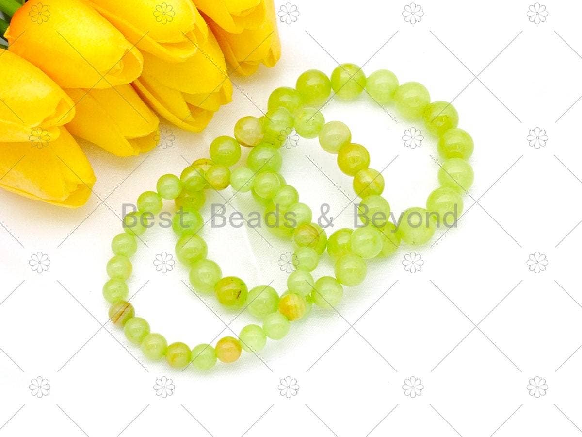 Lime Green Jade Stretchy Bracelet, Sku#EF78