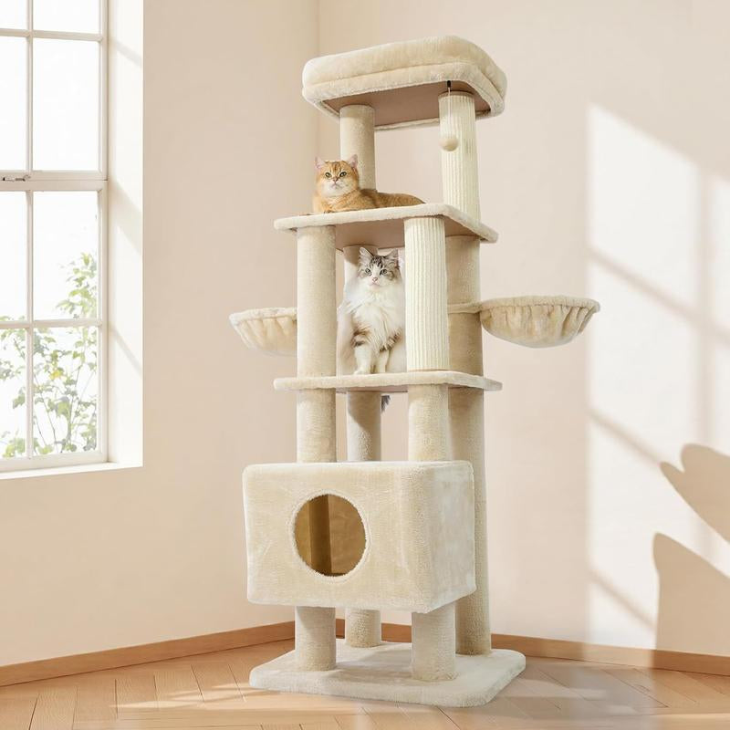 Gardner Pet 65In Heavy Duty Cat Tree Tower for Large Cats, Multi-Level Cat Furniture with Replaceable Sisal Scratching Post, Hammock | Extra-Large Platform & Condo