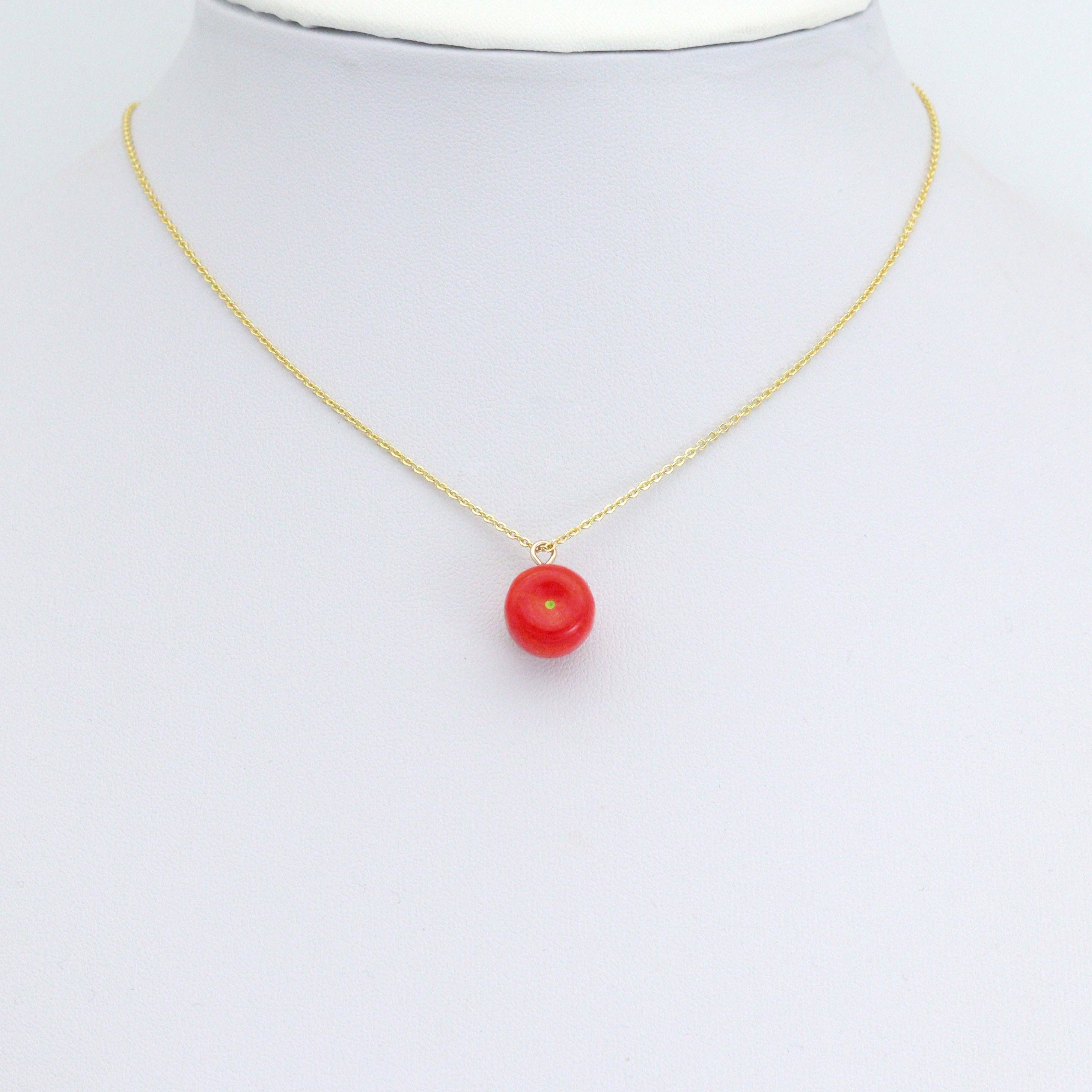 Enamel Gold Red Apple Charm Pendant,Sku#LK1251