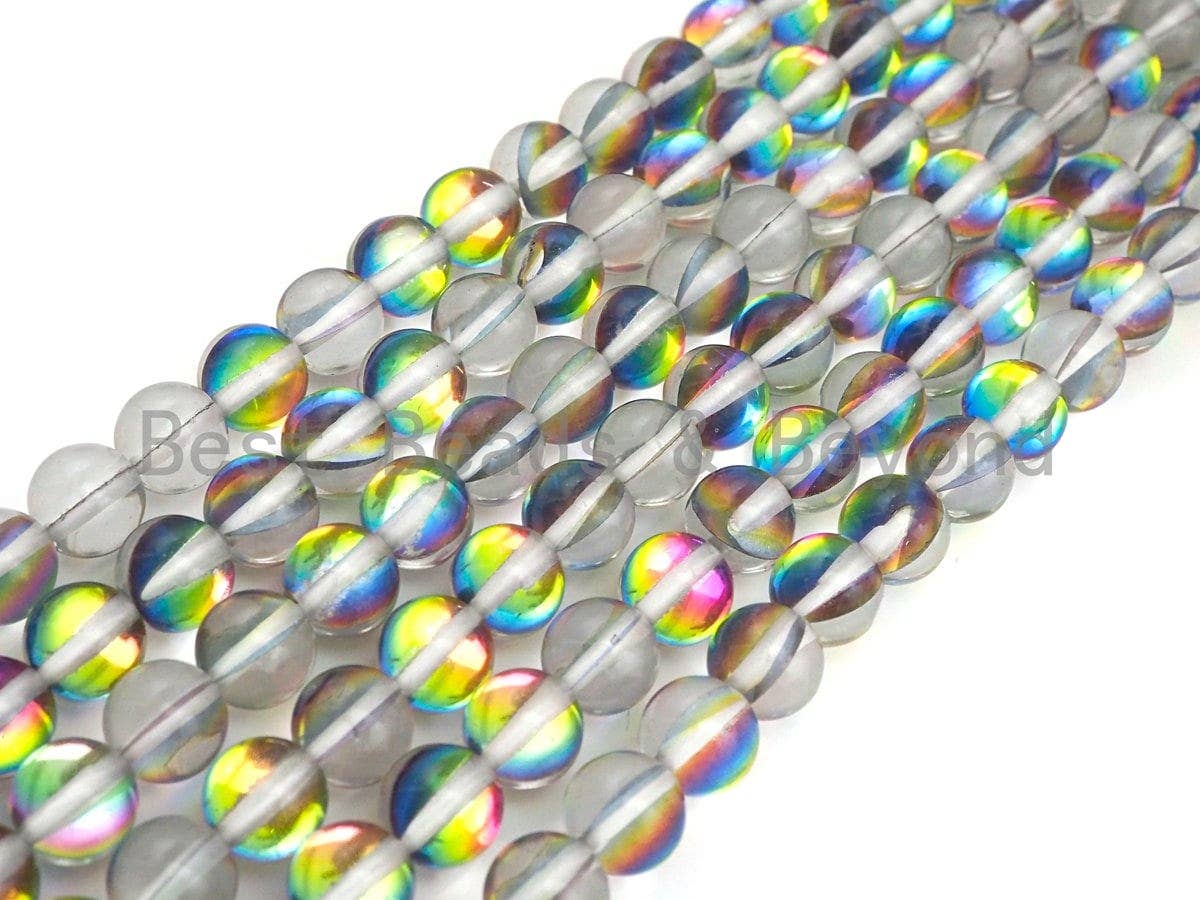 Mystic Aura Spectrolite Quartz, Quality Crystal Round beads, Sku#U598