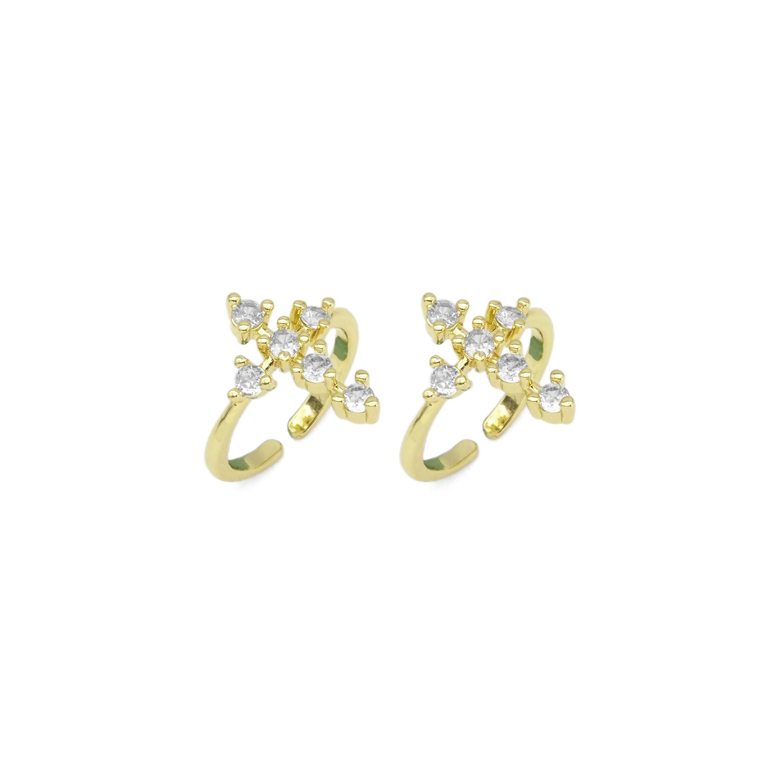 CZ Gold Cross Adjustable Ring, Sku#LX417