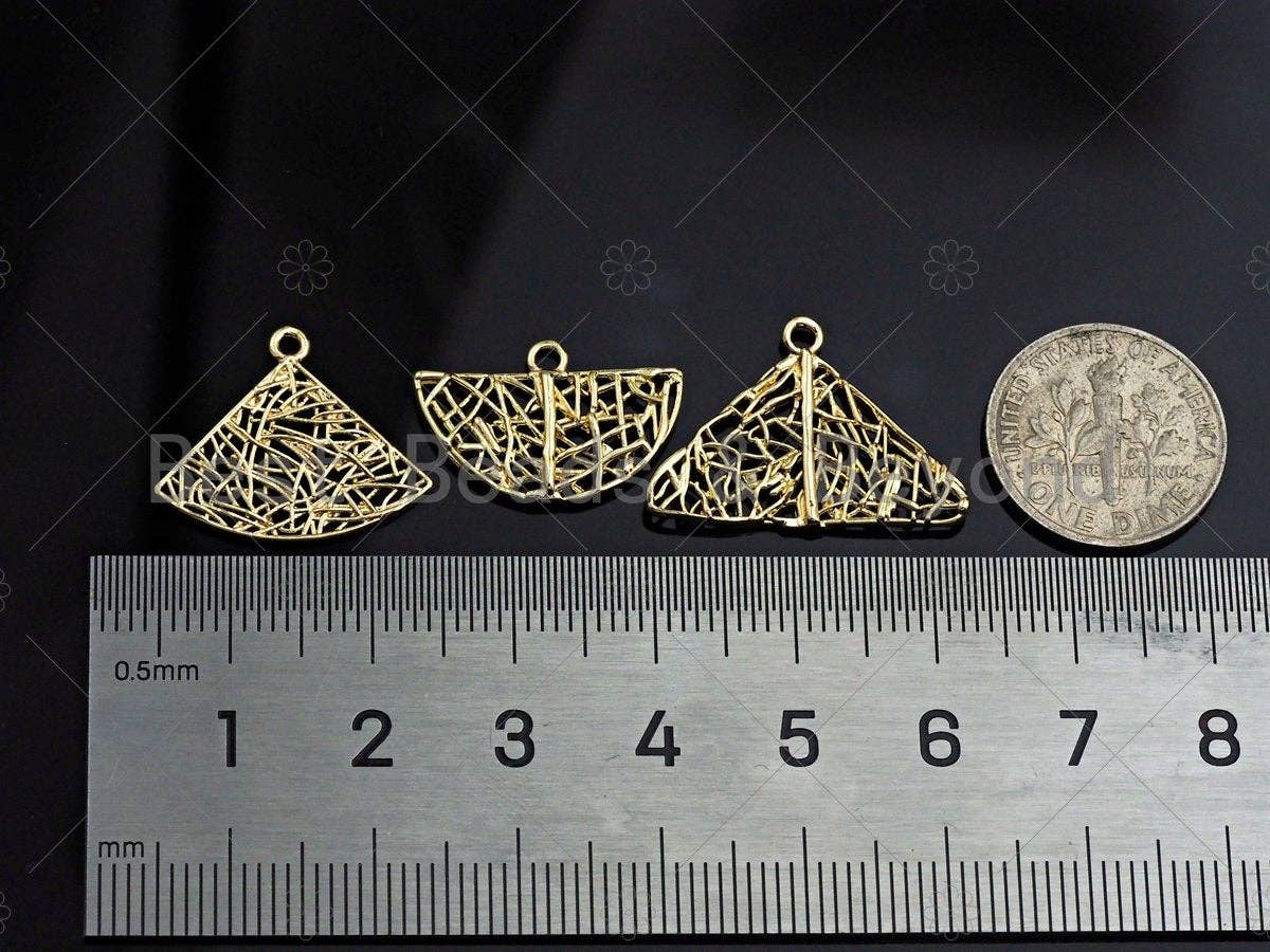Filigree Gold Lacy Charm, Anchor/Ballerina/Fan/Oval/Triangle Brushed Gold Twisted Wire Charm Pendants for Earrings necklace making, sku#CP07