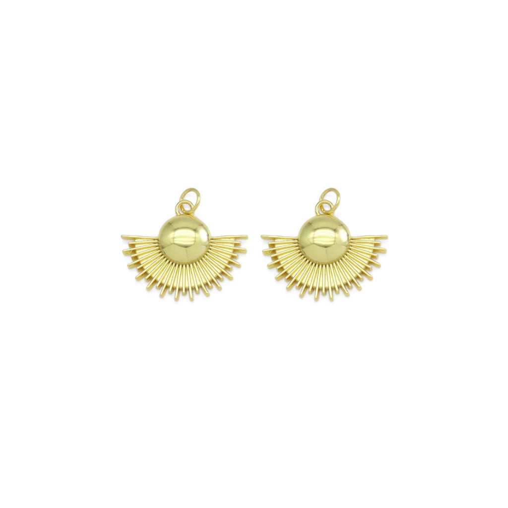 Gold CZ Fan Shape Charm, Sku#Y905