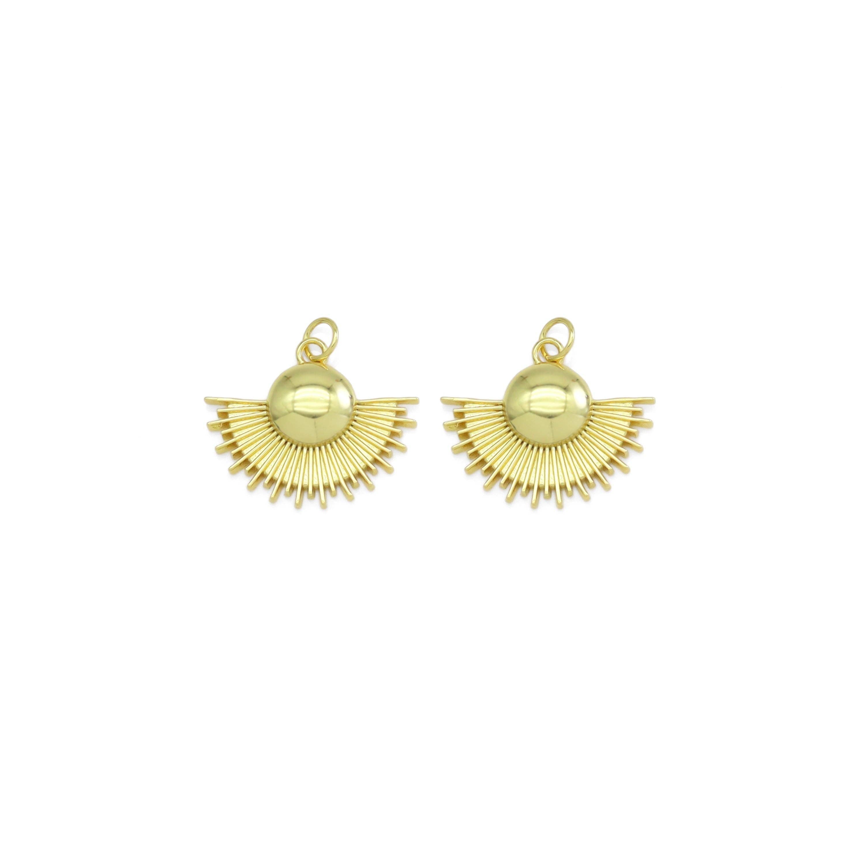 Gold CZ Fan Shape Charm, Sku#Y905