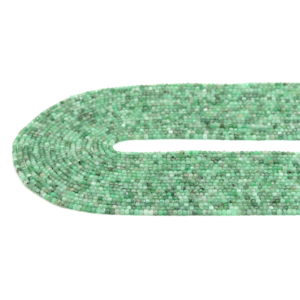 2.5mm Faceted Cube Genuine Emerald Beads, Sku#U1931
