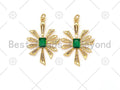 Emerald CZ Micro Pave Leaf Shape Pendant/Charm, 18K Gold Filled Flower Charm, Necklace Bracelet Charm Pendant,24x35mm,Sku#Y488