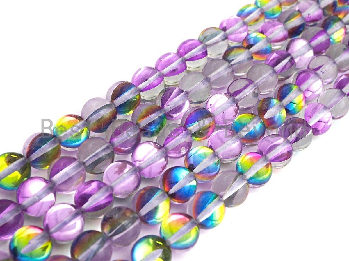 NEW COLOR-Mystic Aura Purple Rainbow Spectrolite Quartz, Quality Crystal Round beads, 8mm/10mm Round beads, 15.5inch strand, sku#U601