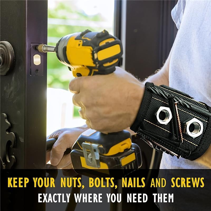 Magnetic Wristband, Adjustable Breathable Tools Storage Armband, Wrist Magnet Screw Holder, Magnetic Wrist Strap for Holding Tools, Screws, Nails, Bolts, Drilling Bits, Tool Pockets