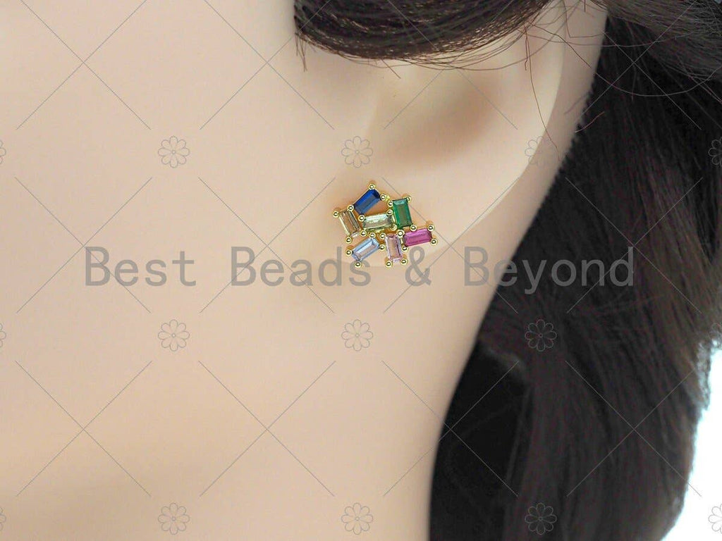 Baguette CZ Cluster Earrrings,sku#ML08