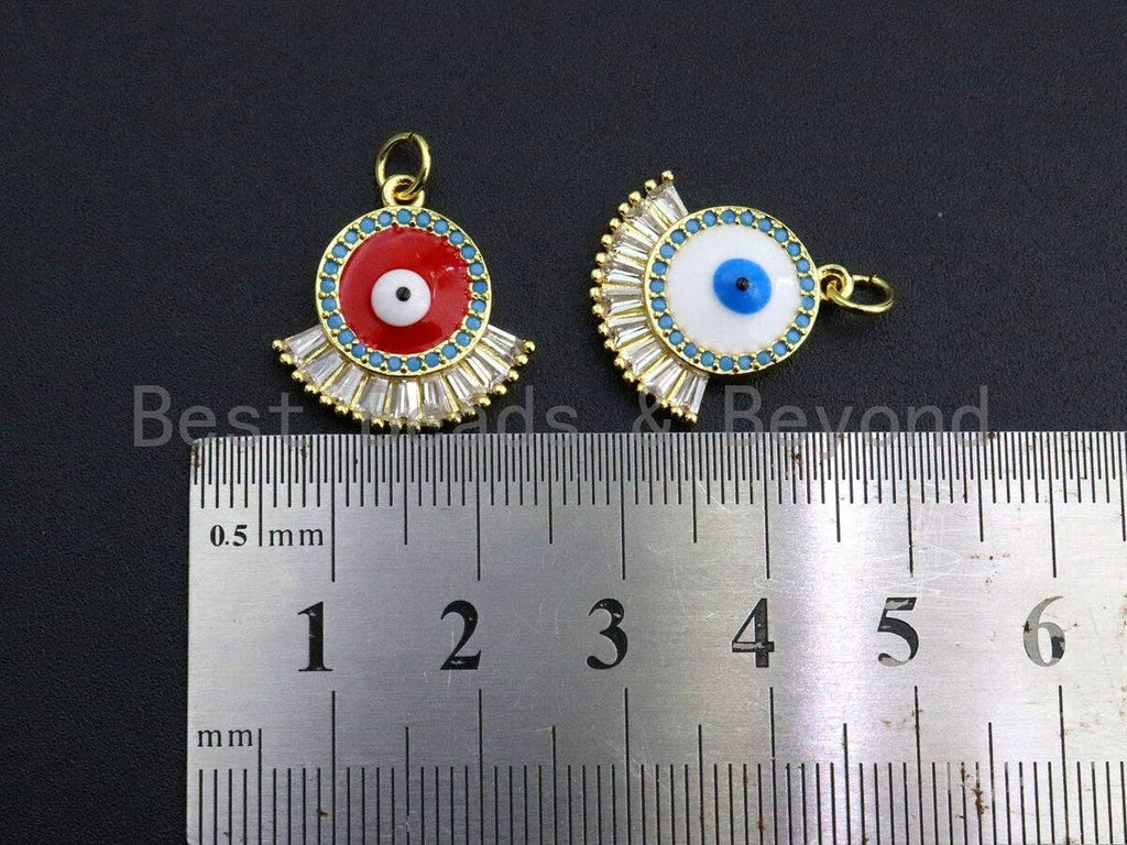 Enamel Colorful Big Evil Eye With eyelash Pendant,CZ Micro Pave Oil Drop pendant,Enamel pendant,Enamel Jewelry,19mm,sku#Z655