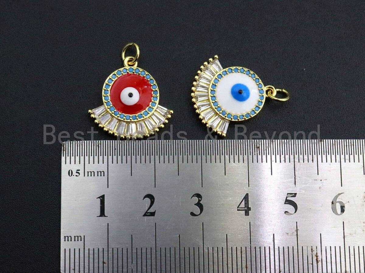Enamel Colorful Big Evil Eye With eyelash Pendant,CZ Micro Pave Oil Drop pendant,Enamel pendant,Enamel Jewelry,19mm,sku#Z655