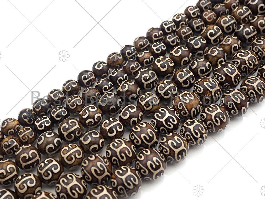 NEW STYLE Natural Tibetan Agate, Round 8mm/10mm/12mm, 14" Full Strand, Natural Agate, DZI Agate, Sku#U977