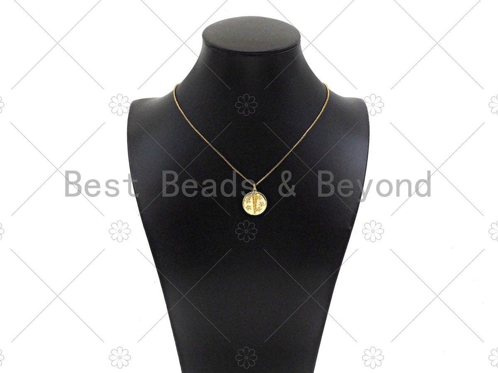 CZ Micro Pave Star Flower Coin Shape Pendant/Charm,14K Gold Filled Medallion Charm, Necklace Bracelet Charm Pendant,17x19mm,Sku#ZX36