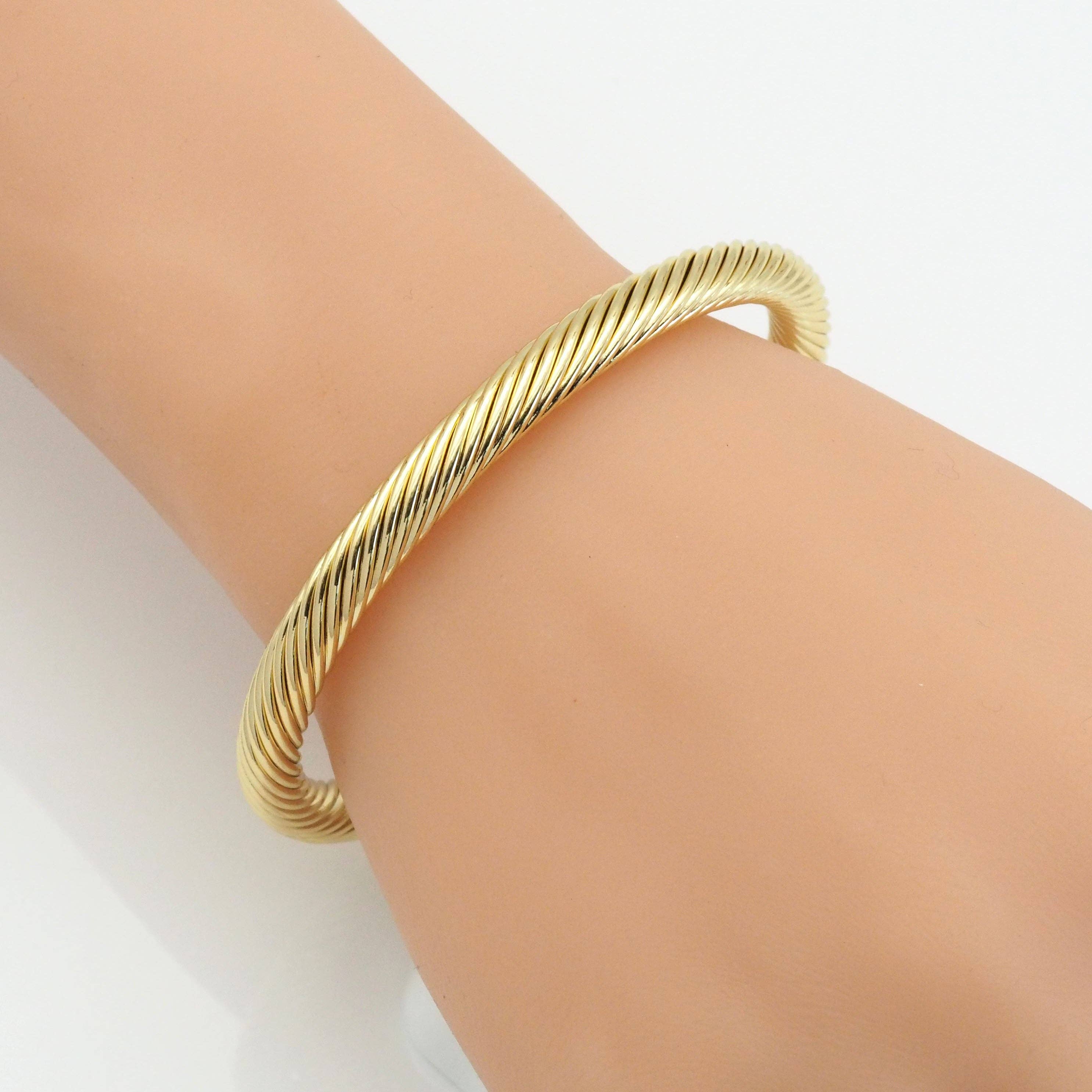 Gold Twisted Cuff Bracelet, Sku#LD415