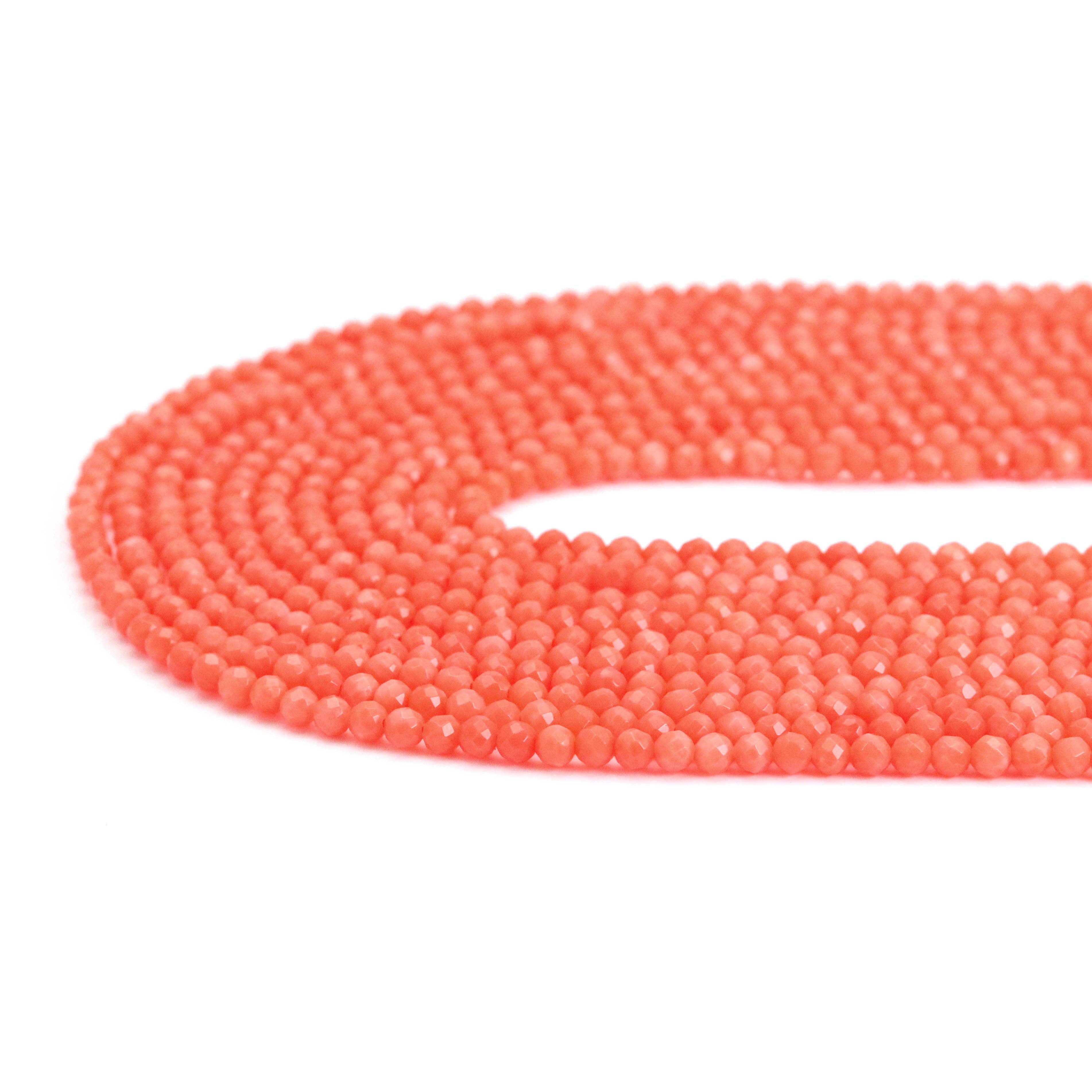 Orange Coral Round Faceted Beads, Sku#U2036