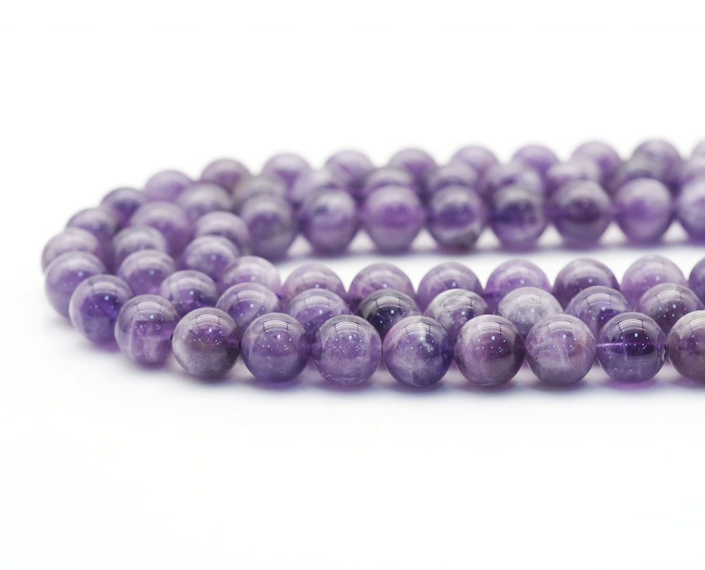 High Quality Genuine Dog Teeth Amethyst Round Smooth Beads,