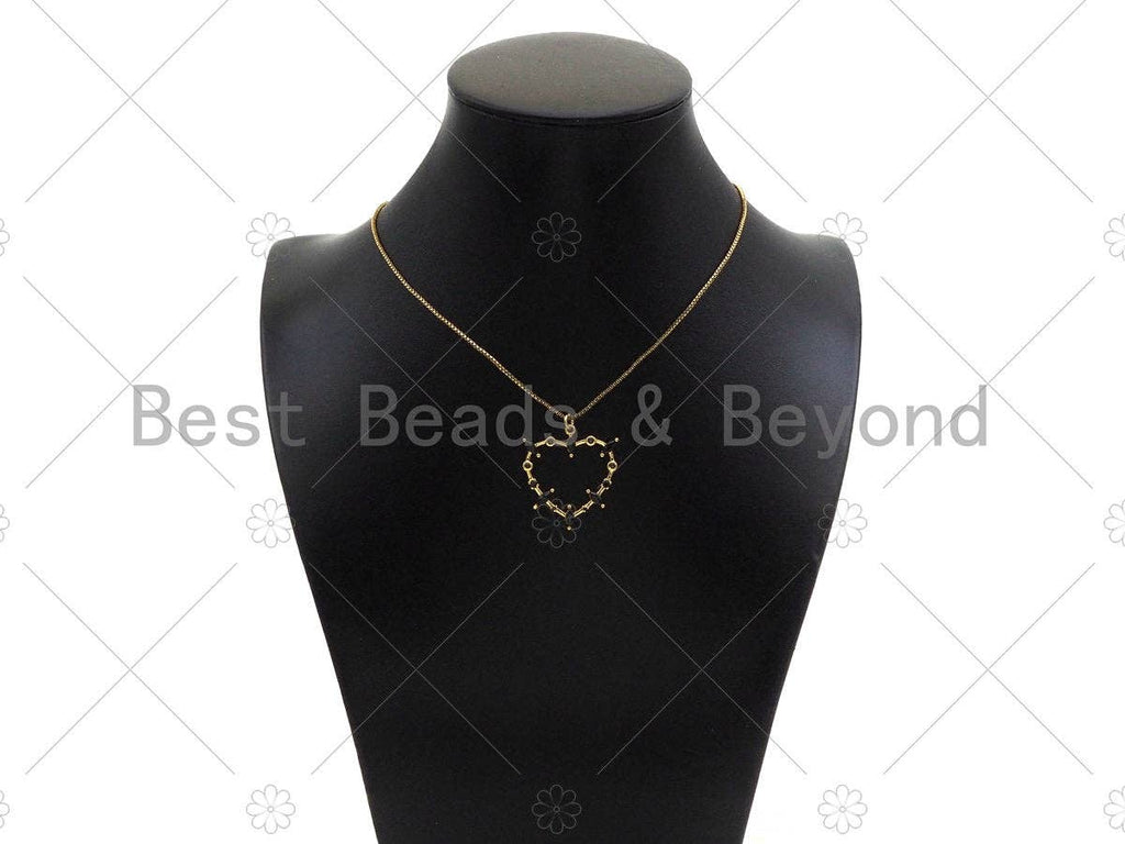 Gold Filled Heart Frame Shape Pendant, Black Micro Pace CZ 18K Gold Filled Charm, Necklace Bracelet Charm Pendant,28x30mm,Sku#Z1356