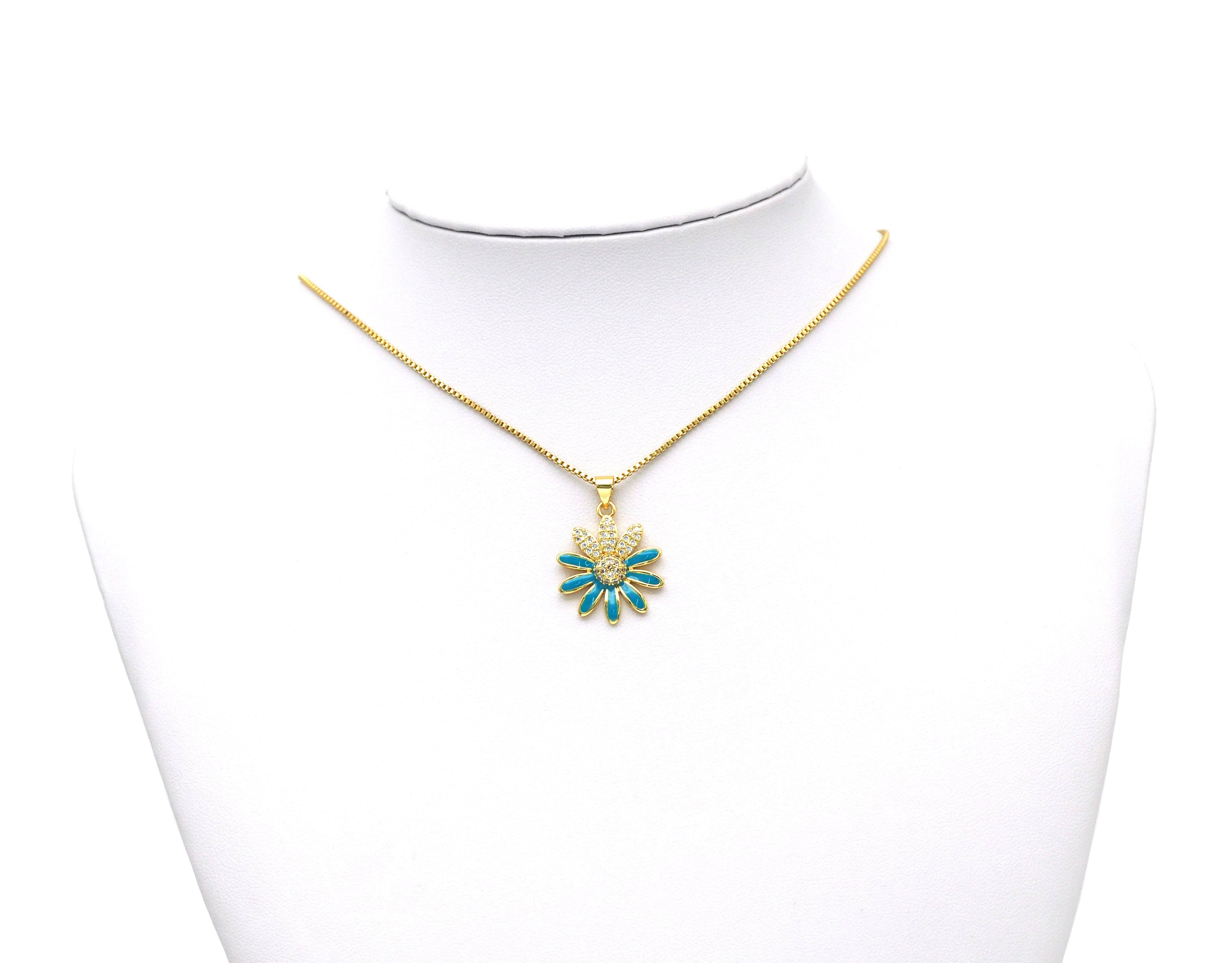CZ Enamel Sunflower Charm,Daisy flower charm, Sku#LK580