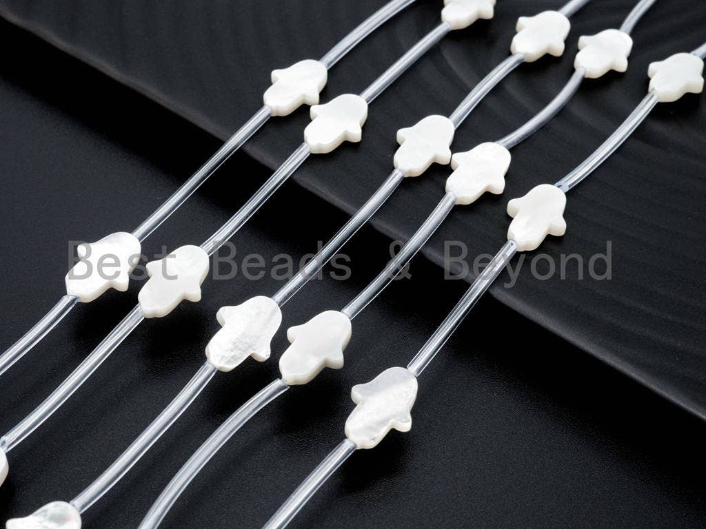 1/10pcs Natural Mother of Pearl beads, 10x14mm White Pearl Shell Hamsa Hand Beads, 16inch full strand, SKU#T106