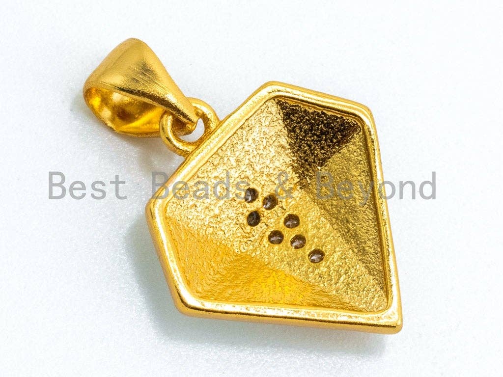 CZ Micro Pave and Mother of Pearl MOP diamond shaped Pendant, Cubic Zirconia Charm/Pendant, rhinestones Jewelry Findings,14x16mm, sku#Z39