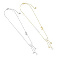 Stainless Steel Pearl Butterfly Pendant Adjustable Necklace , Sku#BXG09