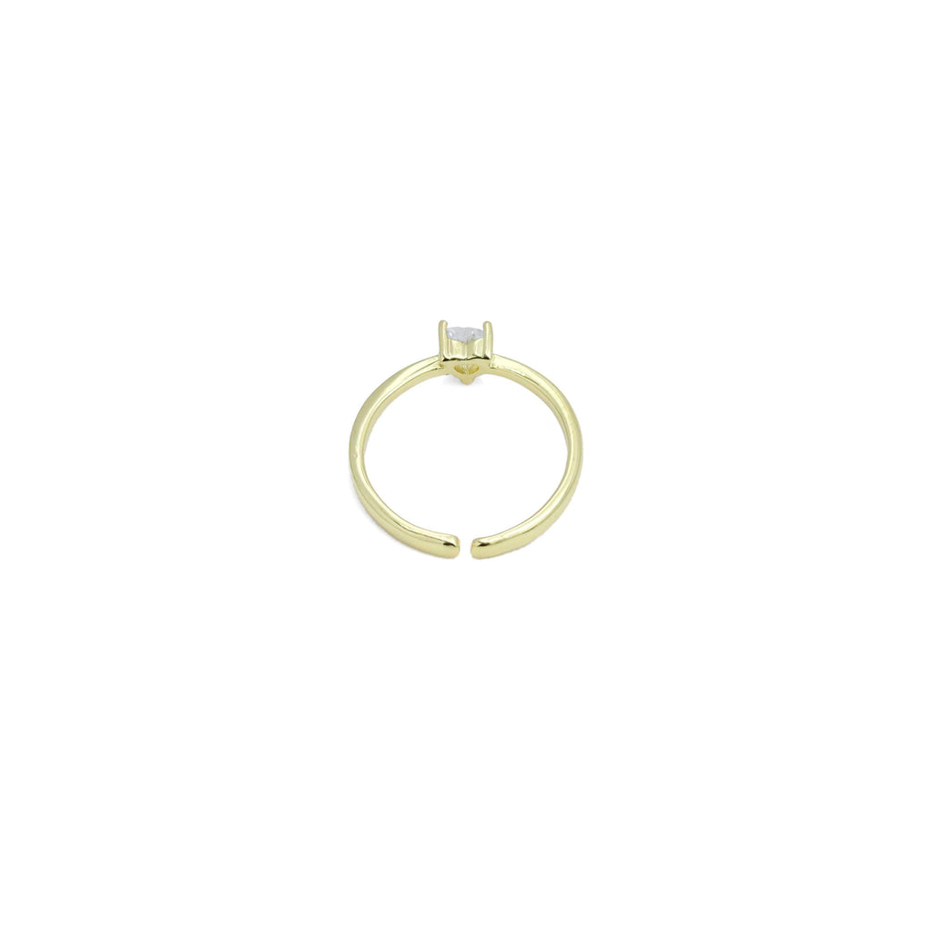 Tiny CZ Heart thin Adjustable Ring, Sku#LD599