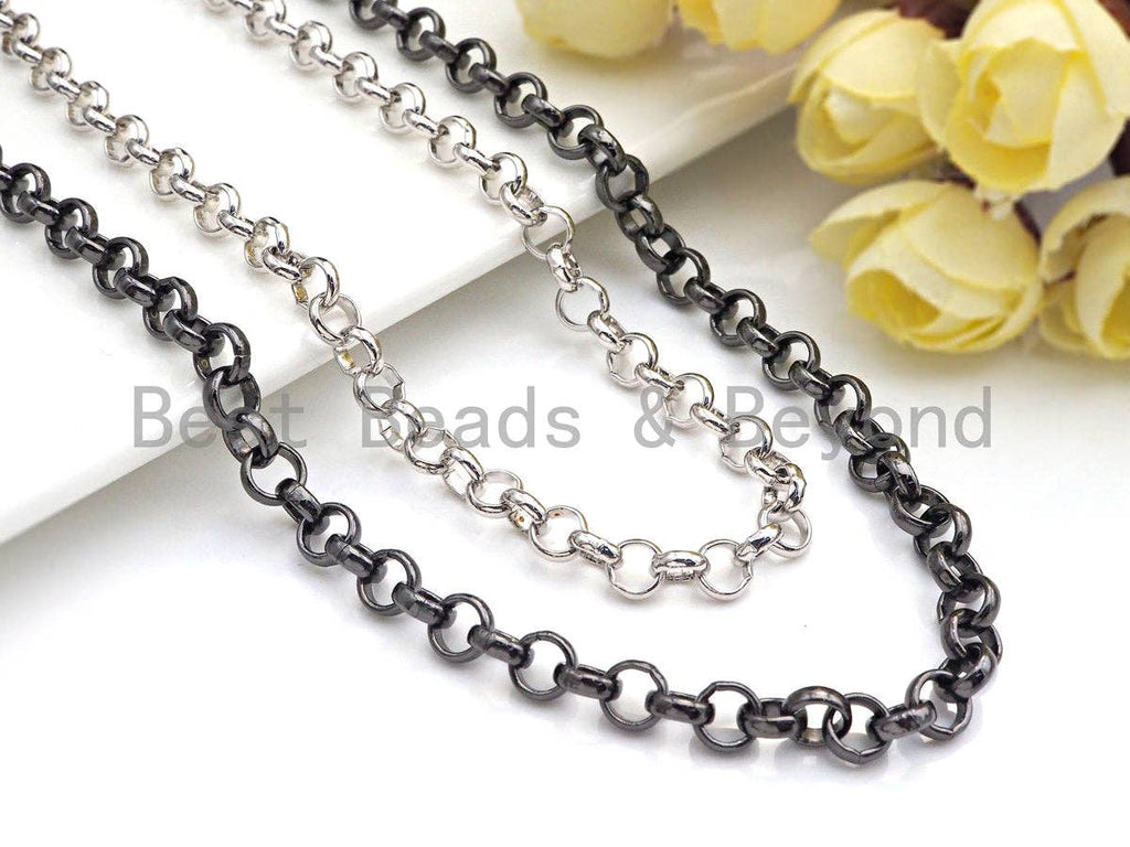 3mm/5mm/7mm Rolo Chain by Yard, 18K Gold Chain/Black/ Silver/ Rose Gold Chain, Wholesale Chain, SKU#E511