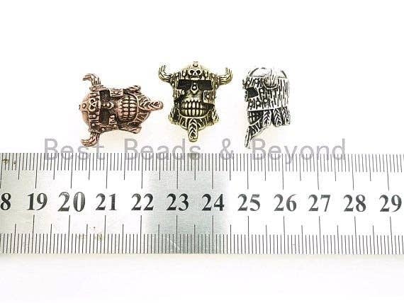 Antique Viking Pirate Skull Bead, For 550 Paracord Survival Bracelet, Men's Bracelet Beads, Paracord KeyChain Beads, 22x24mm, 1pc, sku#Y101