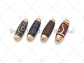 16x39mm Large Natural Tibetan Agate with Gold Finish Barrel Shape Spacer Beads, Oval Tibetan Agate Beads, sku#U947