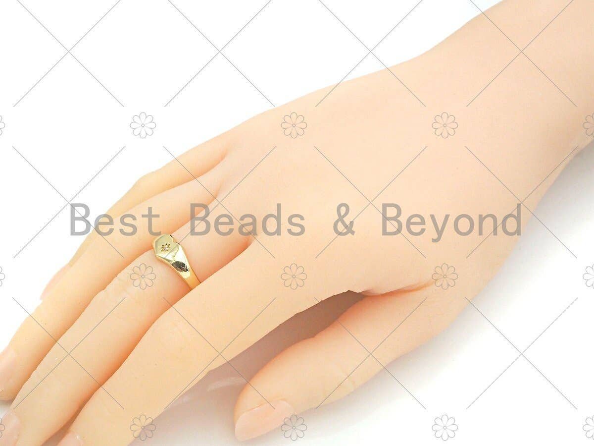 Gold Heart Star Signet Adjustable Ring, Sku#X185