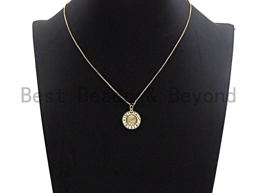 CZ Pave CZ White Enamel Round Disc Charms Pendant, Enamel Pendant,Round Enamel, Oil Drop jewelry Findings, 18x20mm,sku#Z379