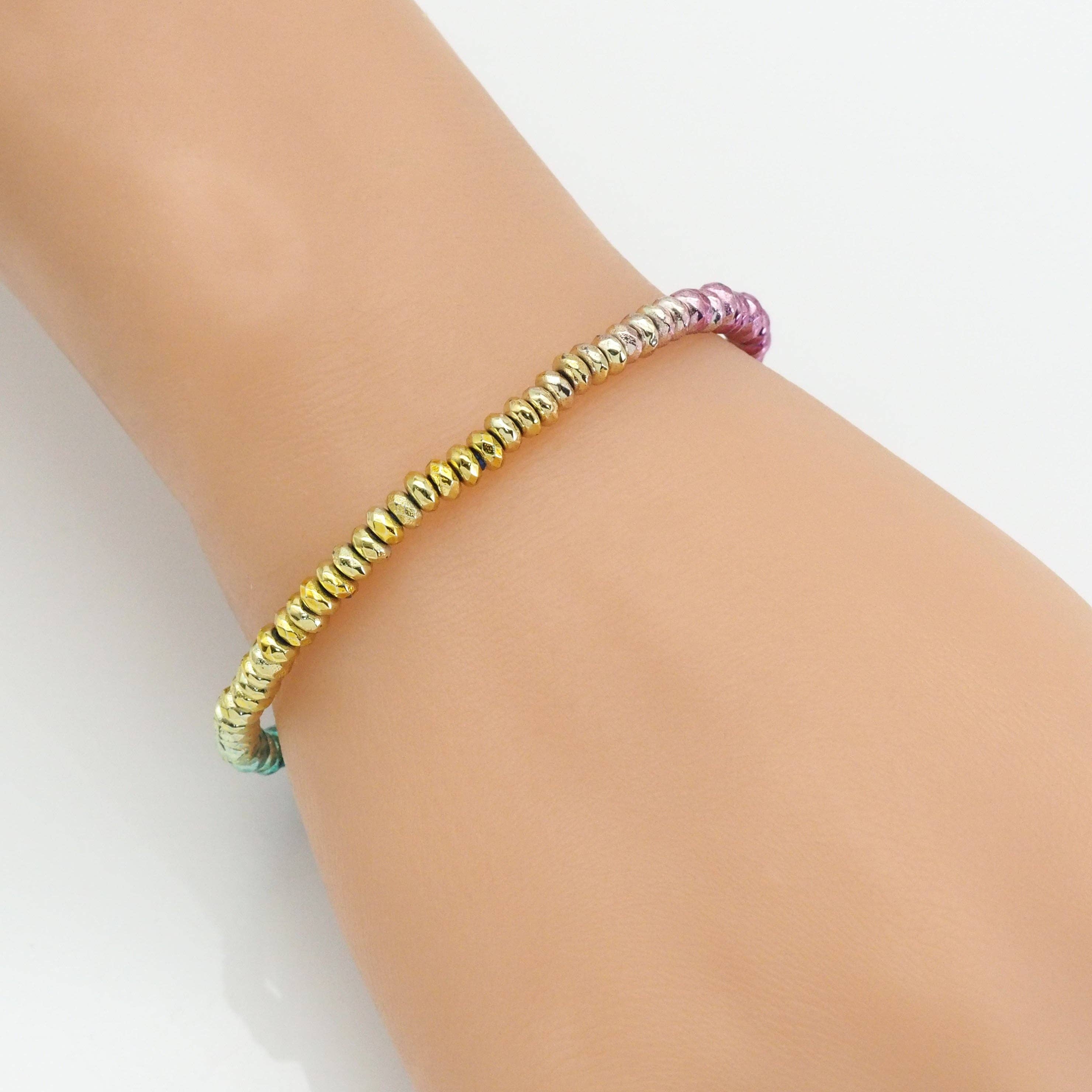 Colorful Rainbow Beads Chain Necklace Bracelet, sku#EF515