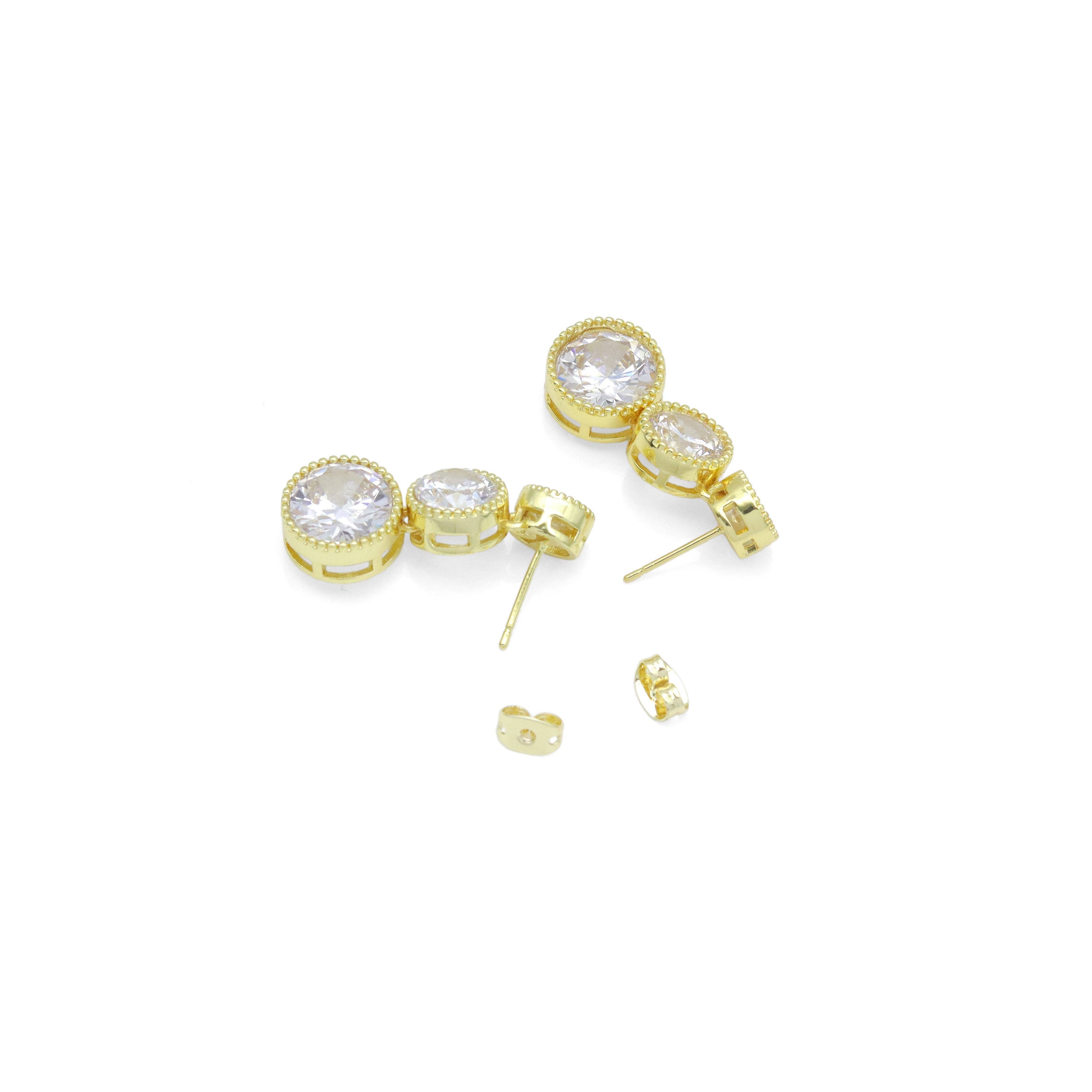 Big Crystal Graduate Round Stud Earrings, Sku#LX709