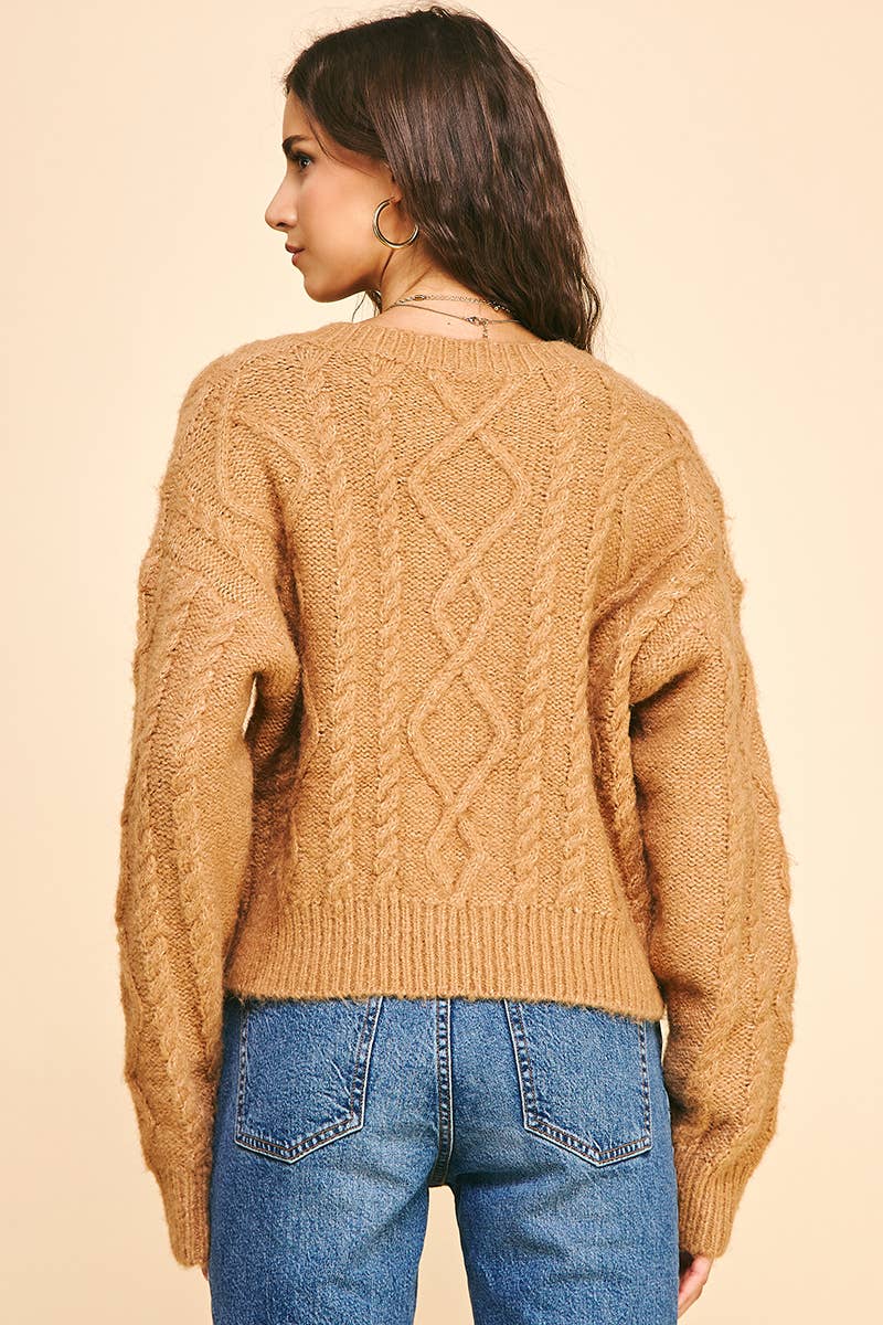 Elizabeth-Textured Cable Knit Sweater