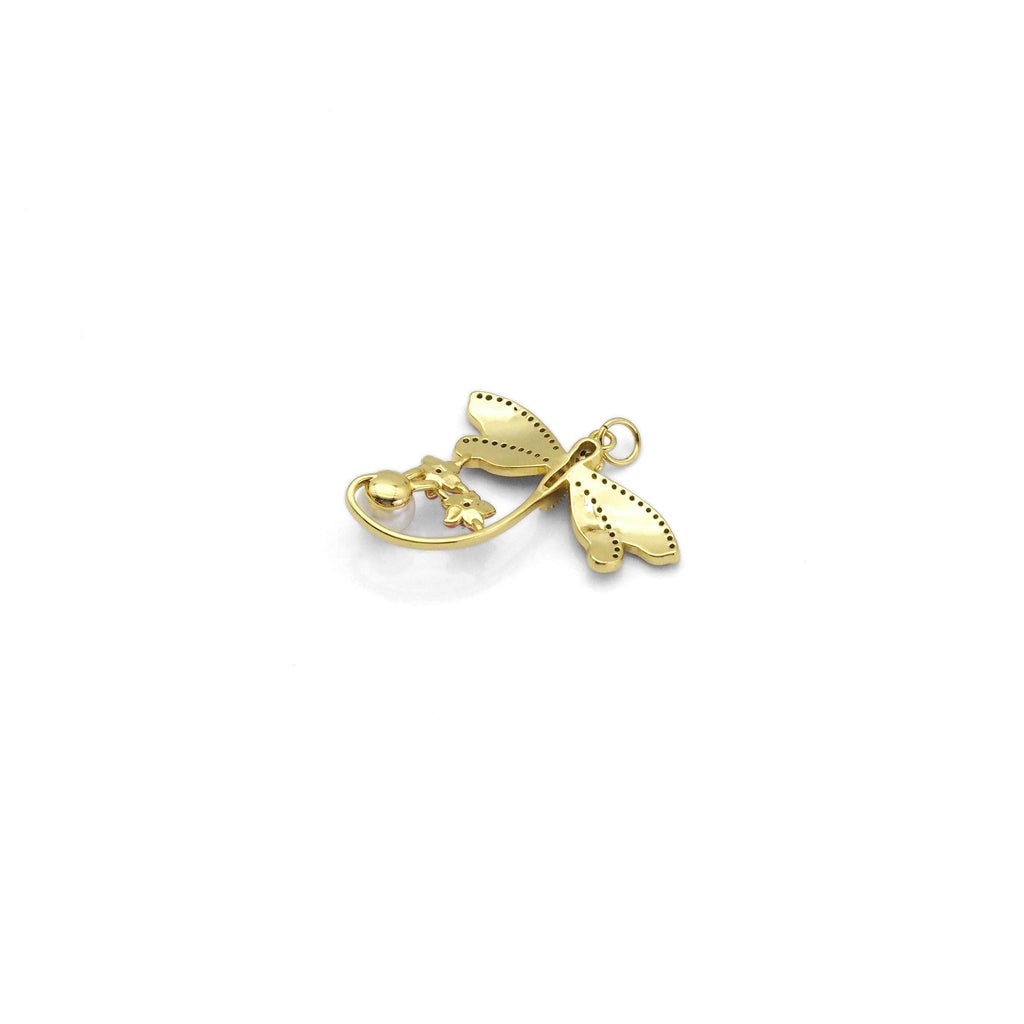Enamel Dragonfly With Pearl Star Charm, Sku#Y807