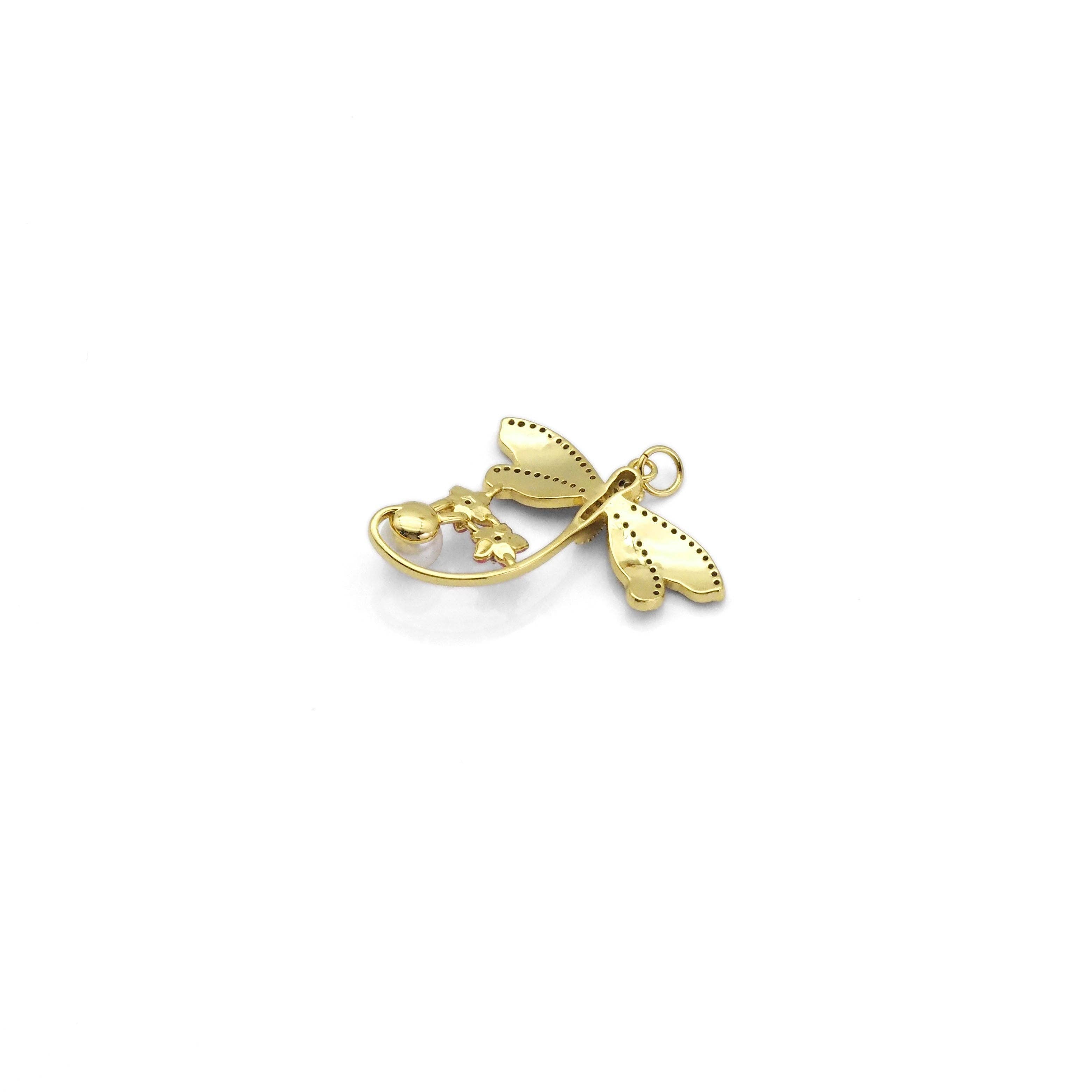 Enamel Dragonfly With Pearl Star Charm, Sku#Y807