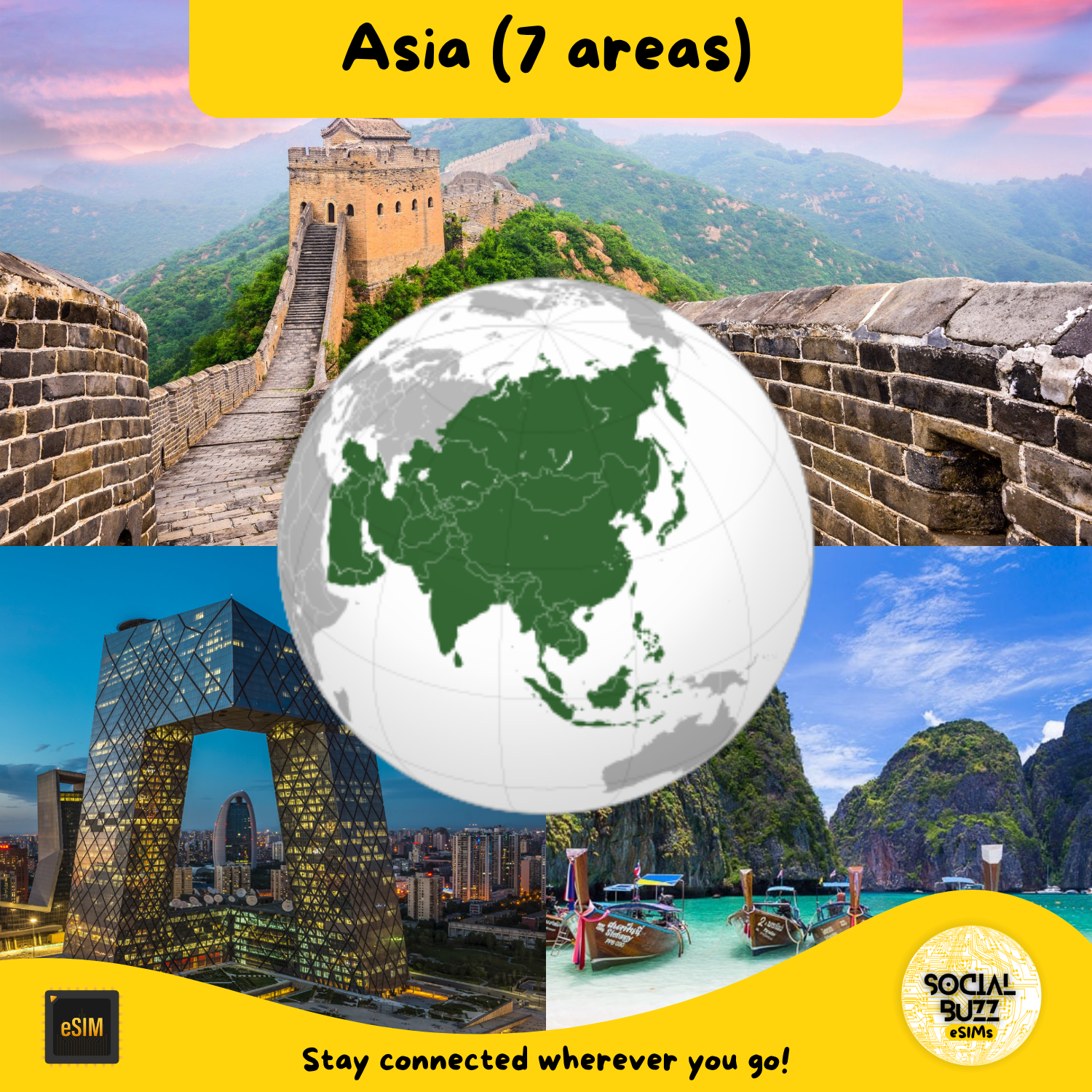 Asia (7 areas) eSIM Internet Data Plan