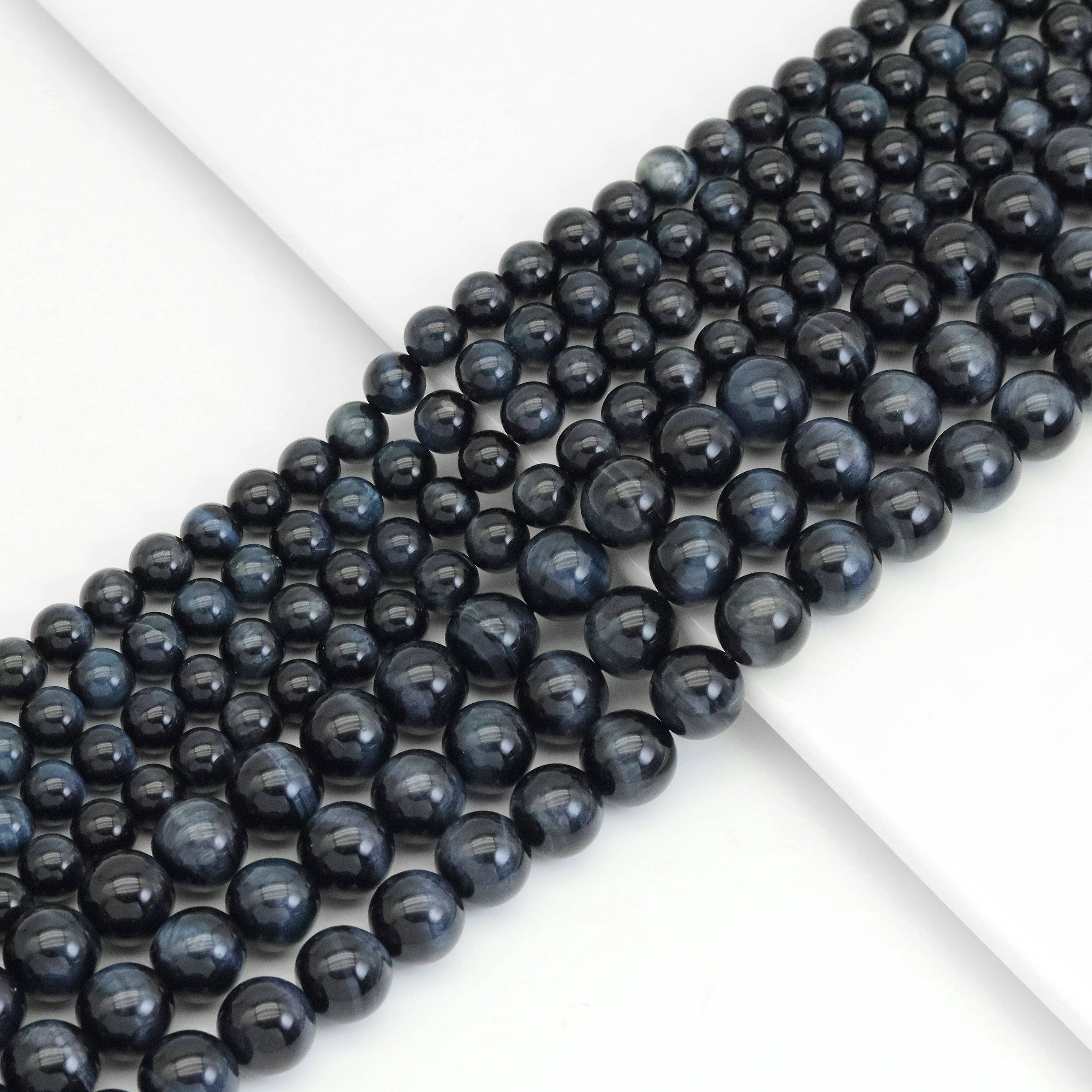 Genuine Blue Tiger Eye Round Smooth Beads, Sku#U1949
