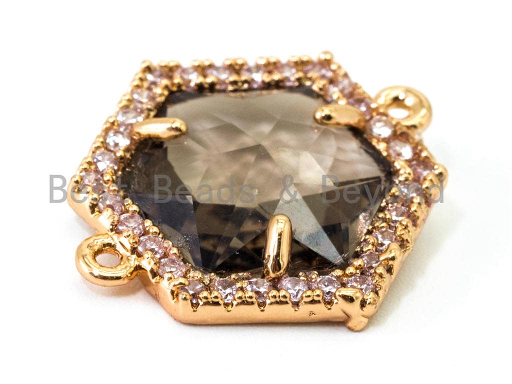 Hexagon Bezel Connector with Faceted Glass,sku#A80