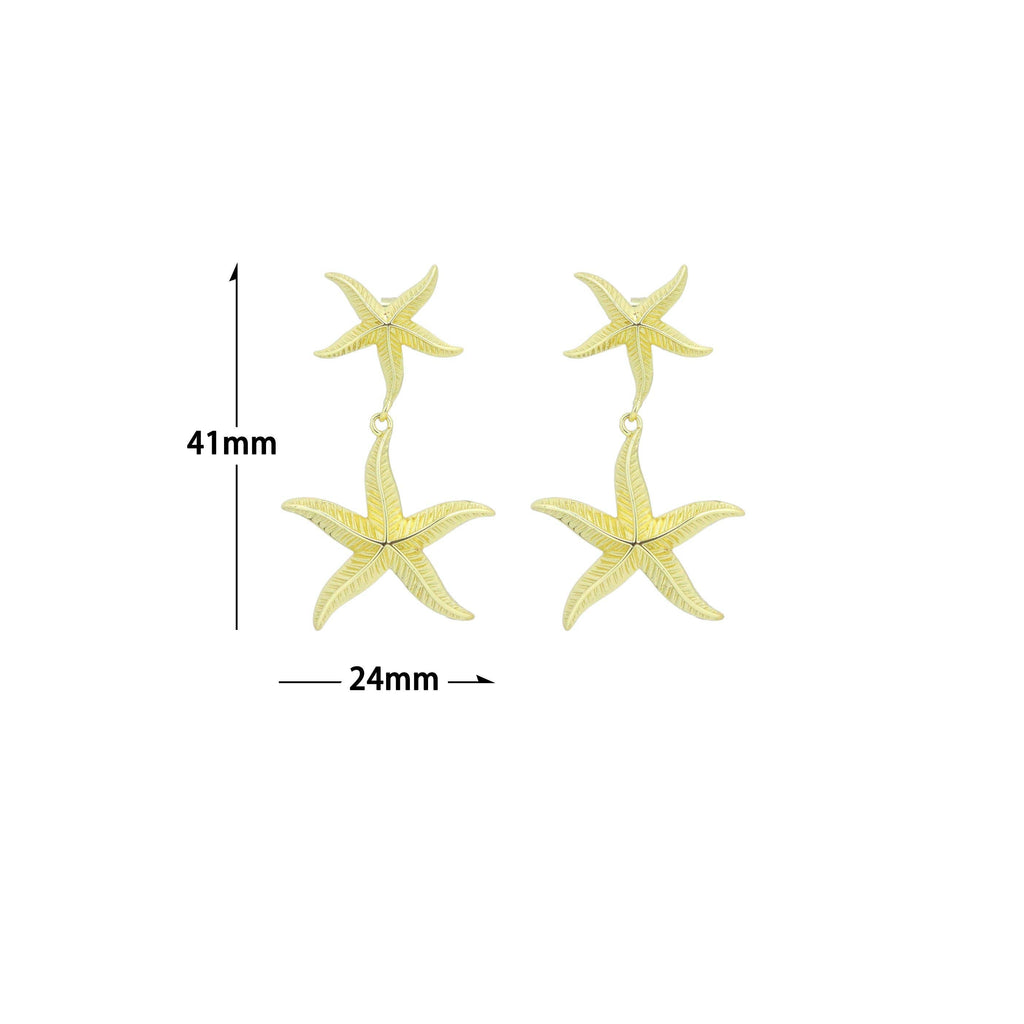 Gold Silver StarFish Earrings, Sku#A472