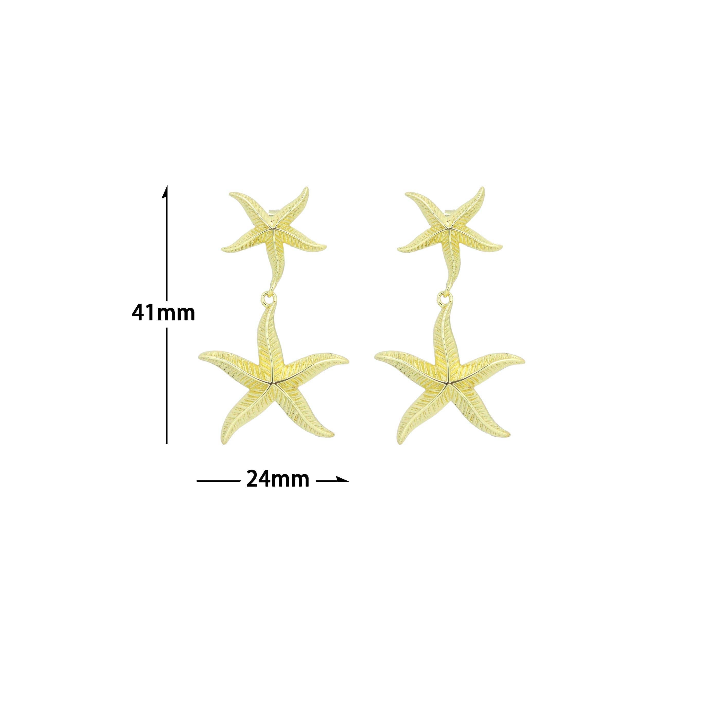 Gold Silver StarFish Earrings, Sku#A472