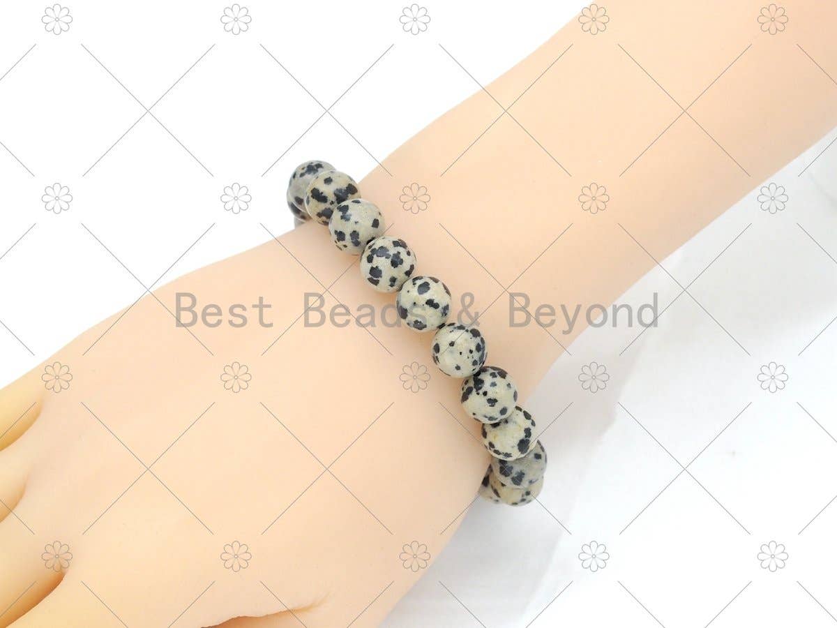 Dalmation Jasper Stretchy Bracelet, Sku#EF83