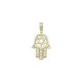 Clear CZ David Star On Hamsa Hand Shape Charm Pendant, Sku#LK1118