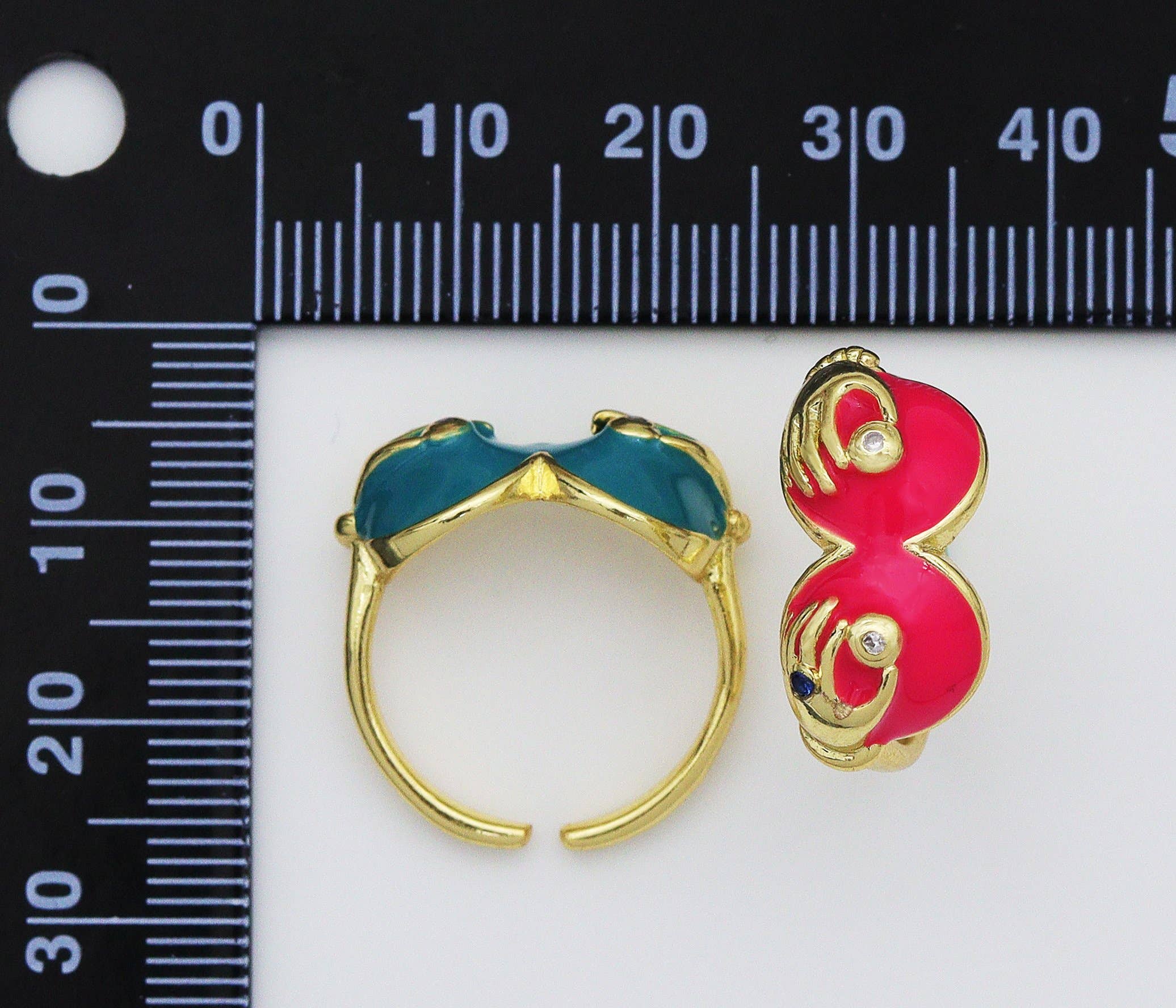 CZ Enamel Glasses with Hands Adjustable Ring, Sku#JD30
