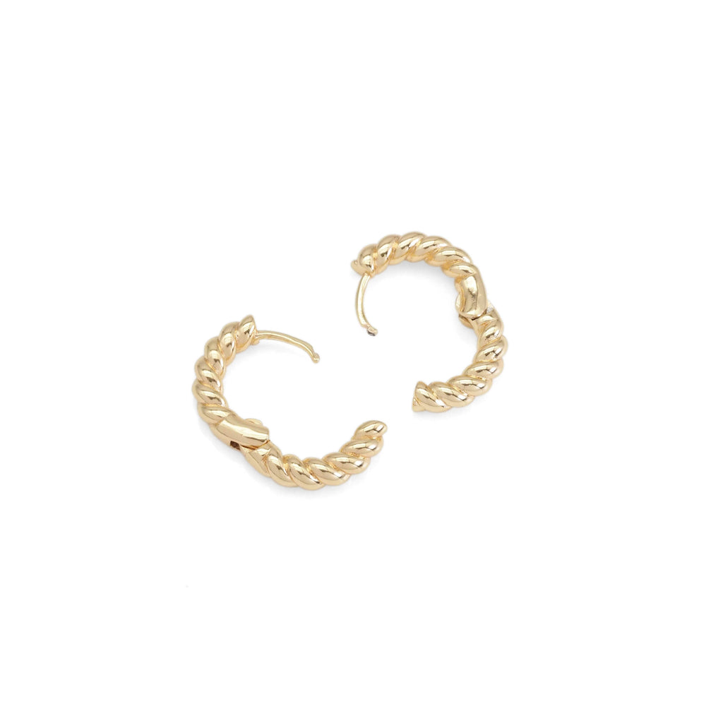 CZ Gold Twisted Round Hoop Earrings, Sku#ZX163C