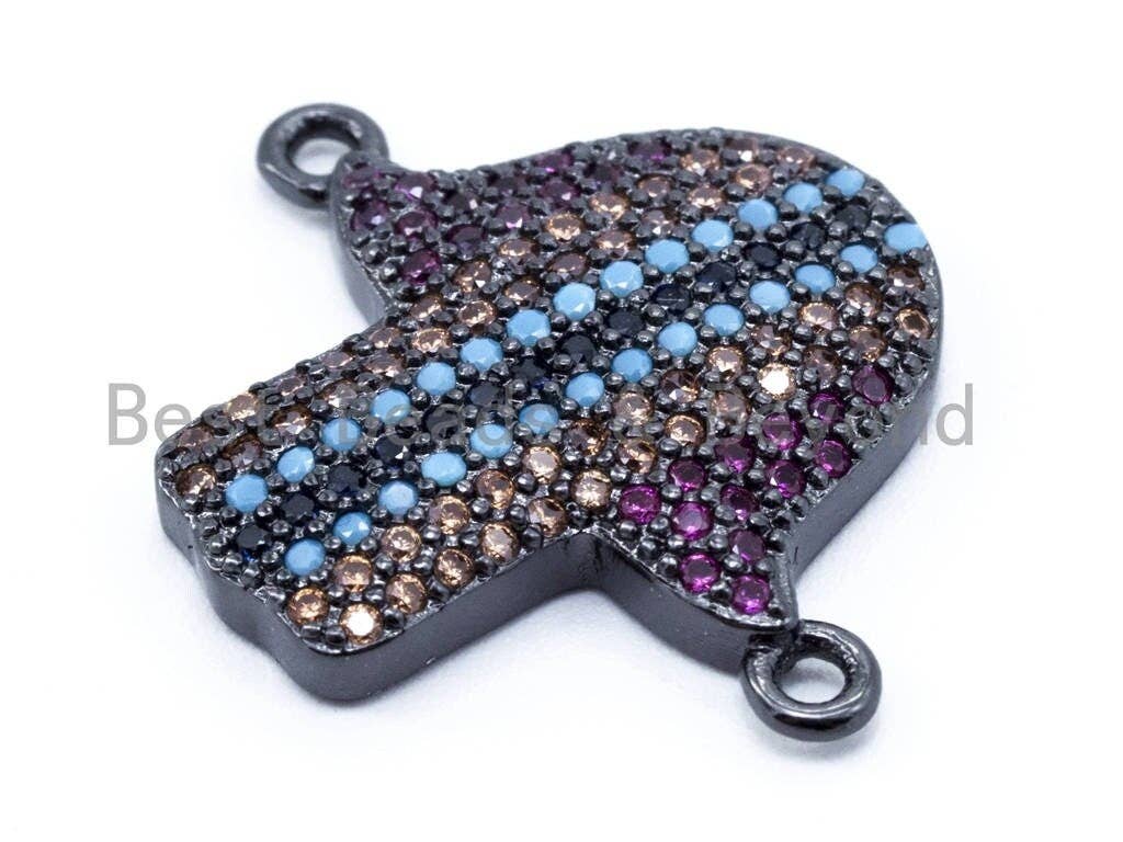 CZ Micro Pave Fuchsia Turquoise Cobalt Hand Connector, Cubic Zirconia Connector, Multi Color Hand Connector, 19x22mm, Sku#E104