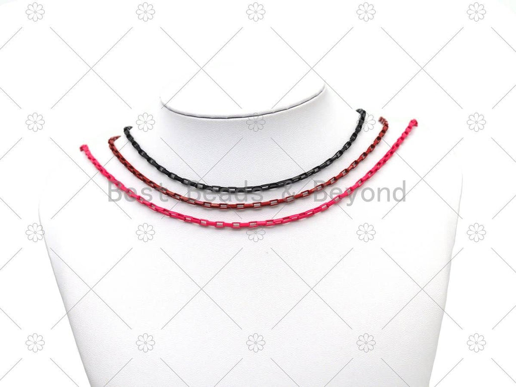 16''/18" Thin Enamel Box Chain Necklace, Sku#EF85