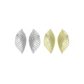 CZ Gold Silver Leaf Shape Statement Earrings, Sku#LX788