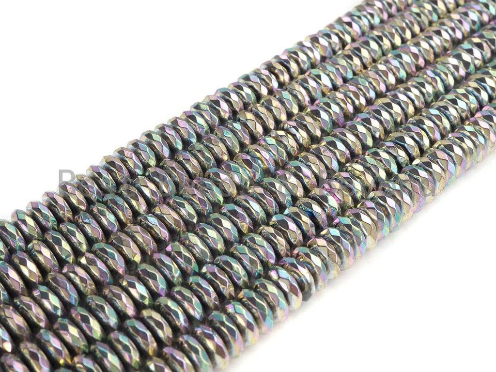NEW Rainbow Color Natural Hematite Silver Rondelle Faceated Beads,2x3mm, 2x4mm/3x6mm/3x8mm, AB Hematite Beads,15.5inch strand, sku#S124