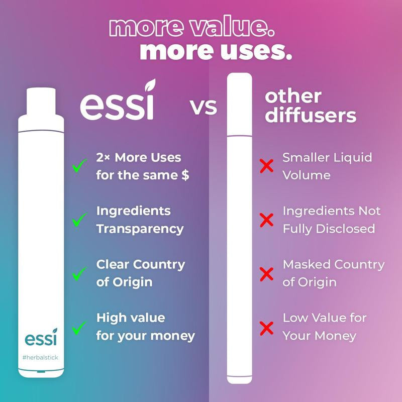 Essi Fresh Flow Premium Portable Aroma Herbal Device Mullein Thyme Mint Blend Natural Plant-Based Calming Home Fragrance on the Go